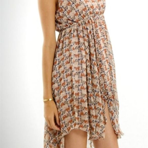 NEW!! CUTE! Butterfly print empire waist chiffon dress High Low Uneven Hem - Picture 3 of 7